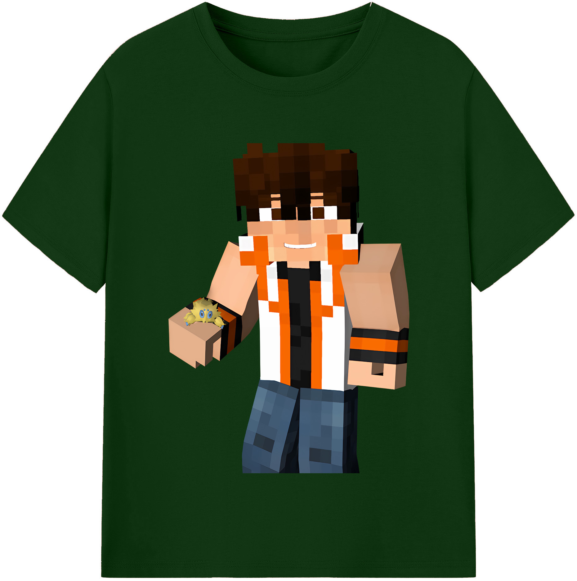 （画像用） マインクラフト ブロックの世界 Minecraft MC Block world 綿100％半袖Tシャツ（フロントプリント）